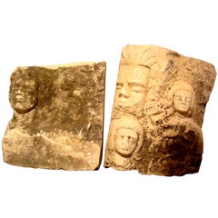 Fragment d'ancienne frise en pierre italienne sculptée