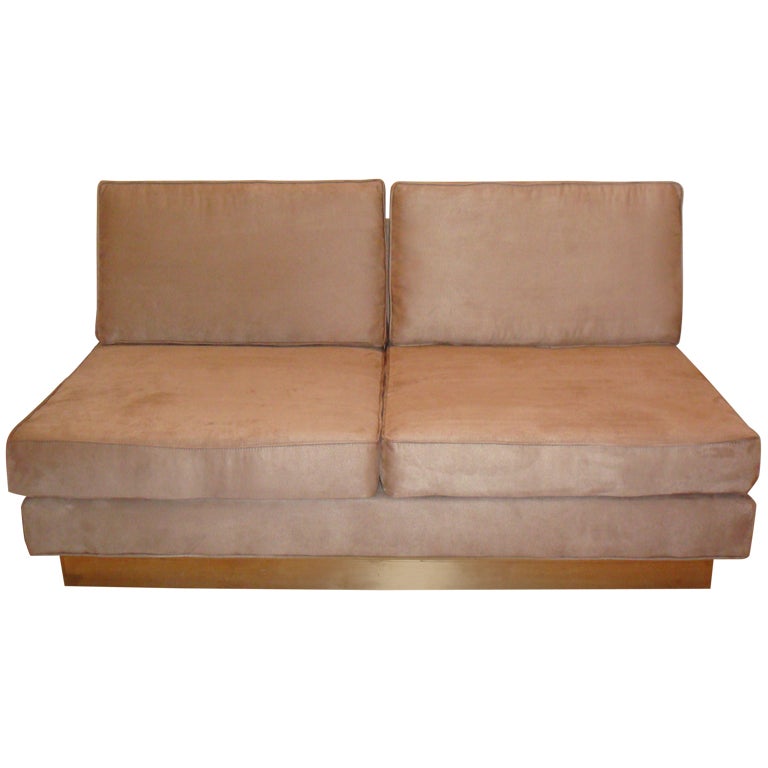 Jacques Charpentier Loveseat & Lounge Chair in Beige Ultrasuede 1970s France