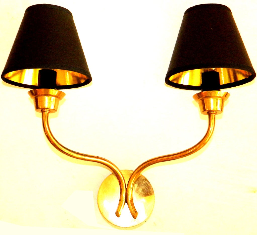 Pair of French elegant sconces.
Measurements with shade:13