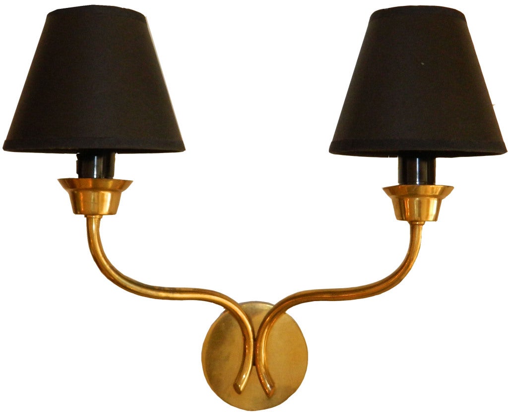 Brass Pair of French Sconces