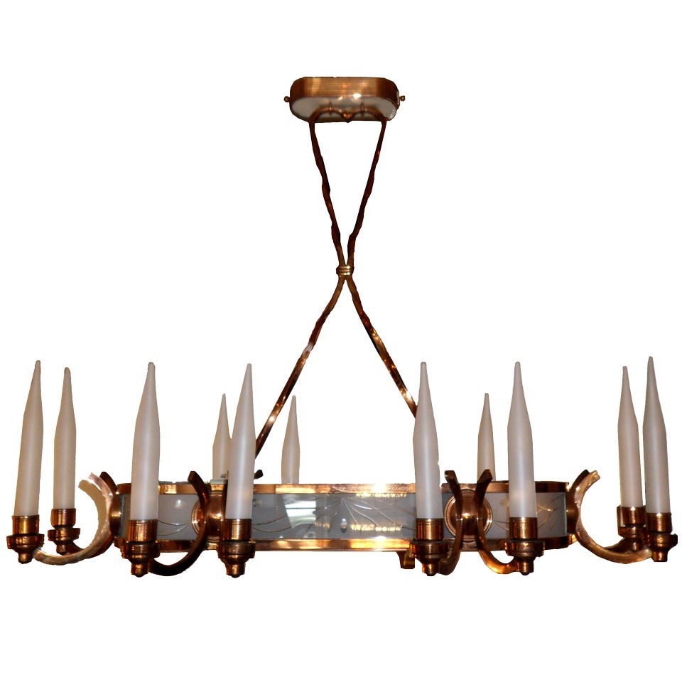 French Oval Chandelier, circa 1940 For Sale