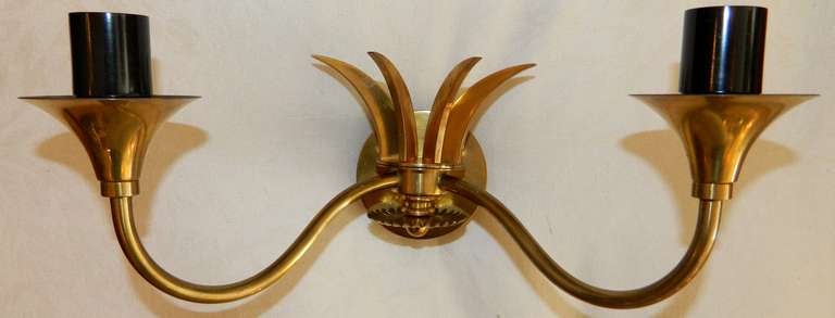 Brass Pair of Maison Jansen Sconces