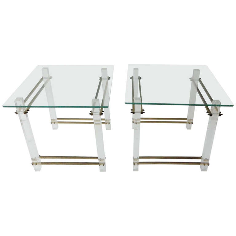 Pair Of Lucite And Glass Side Or Bedside Tables For At 1stdibs Pair Of Lucite And Glass Side Or Bedside Tables For