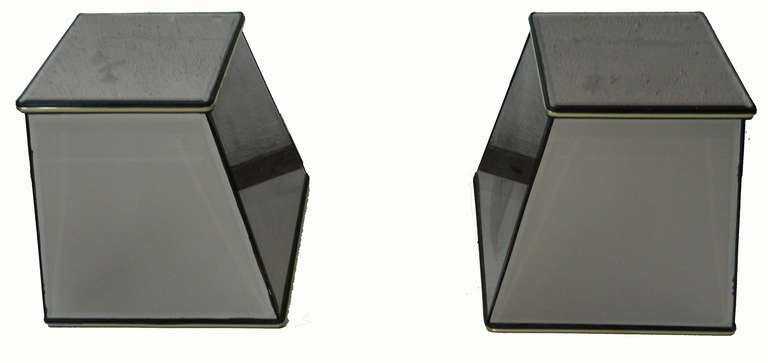Pair of Italian Mirrored Pedestals For Sale 1