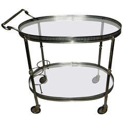 Silvered Bronze Bar Cart by Maison LANCEL Pais France