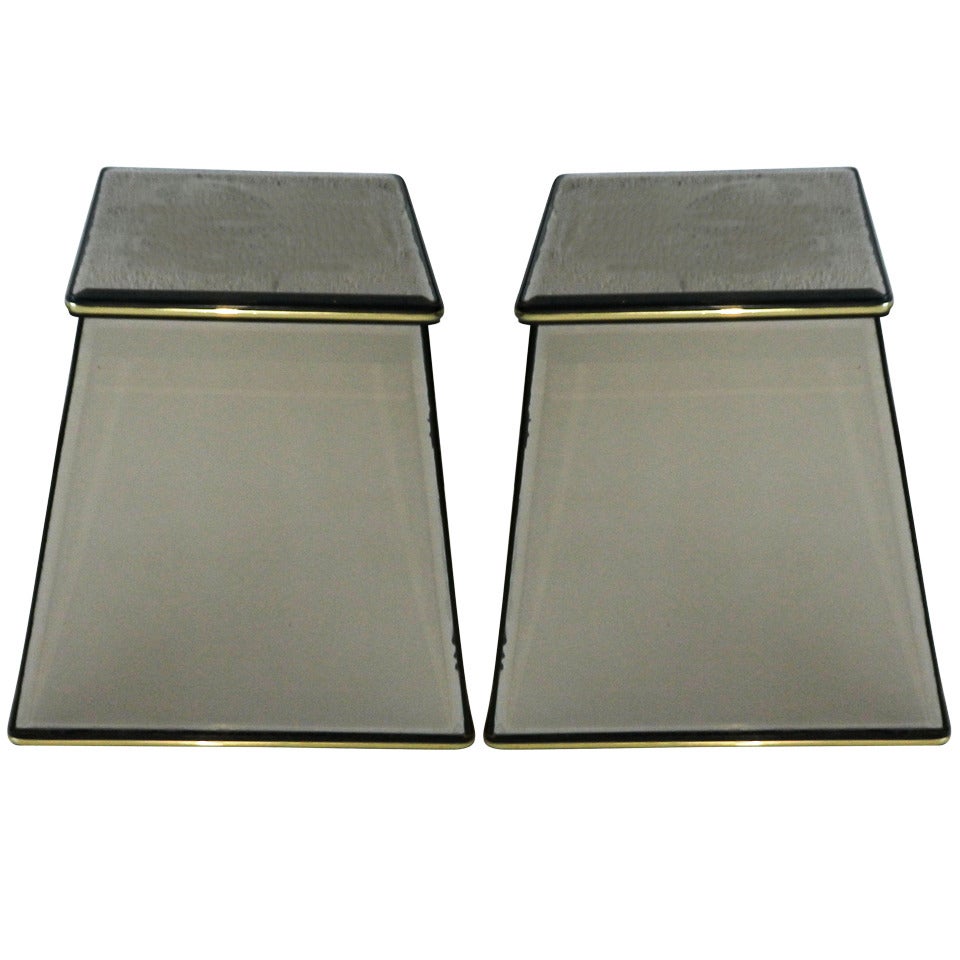 Pair of Italian Mirrored Pedestals