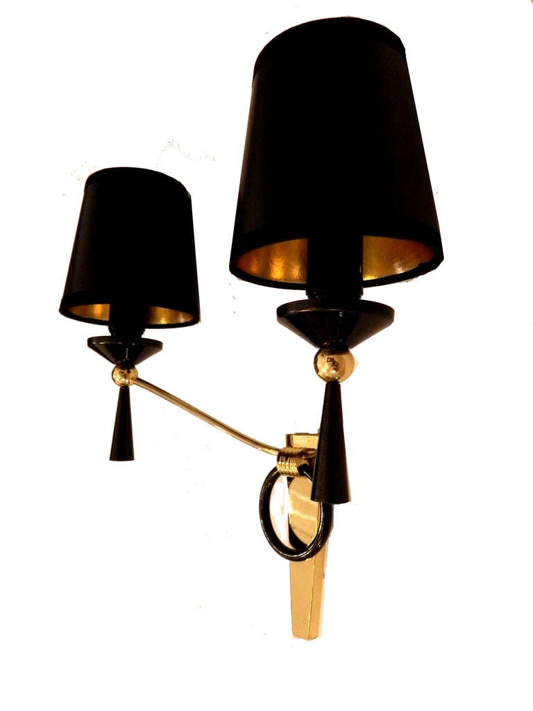 Neoclassical  Pair of Jacques Adnet Sconces.2 pairs available. Priced by pair For Sale