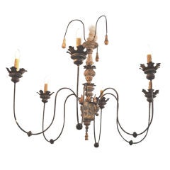 Taupe and Gold Italian Candle Stick Chandelier