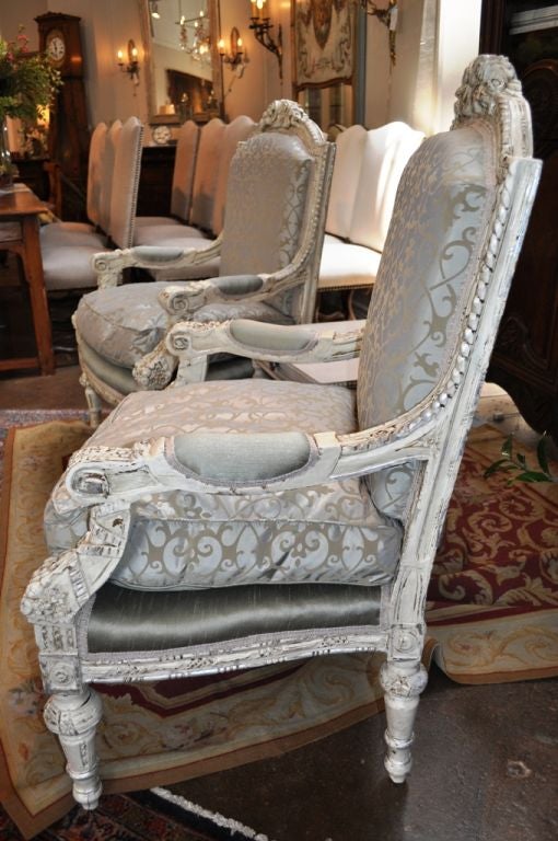 Carved, Gray and Silver Arm Chair For Sale 1