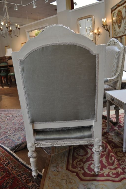 Carved, Gray and Silver Arm Chair For Sale 2