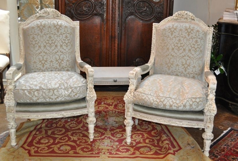 Unusual ornate, handcarved country arm chairs, possibly from Portugal.