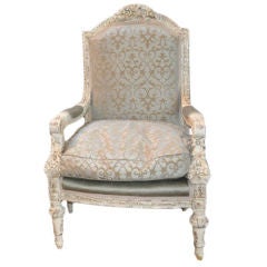 Carved, Gray and Silver Arm Chair
