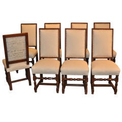 Set of eight (8) 19th Century Henry II Oak Chairs