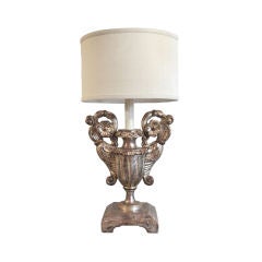 Large Single Silver Leafed Urn Lamp