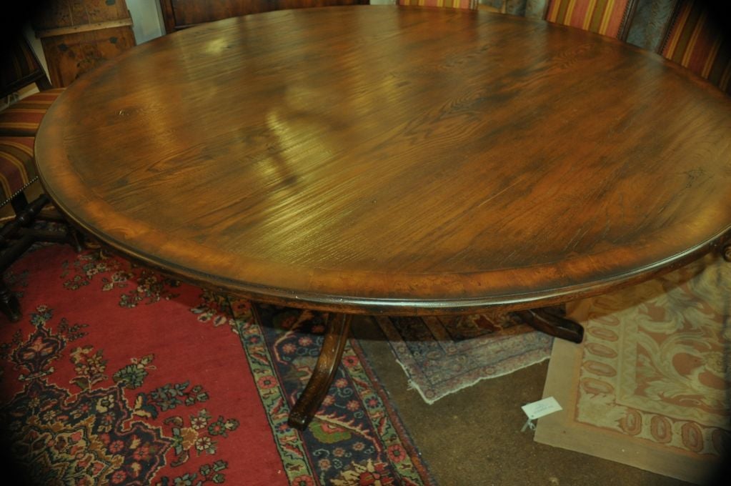 20th Century Large Round Pedestal French Dining Table