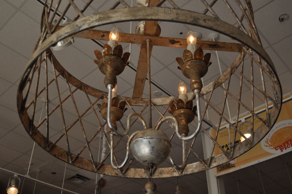 Original Italian Four Light Drum Chandelier