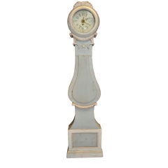 Antique Swedish Mora Milk-Paint Blue Tall Clock