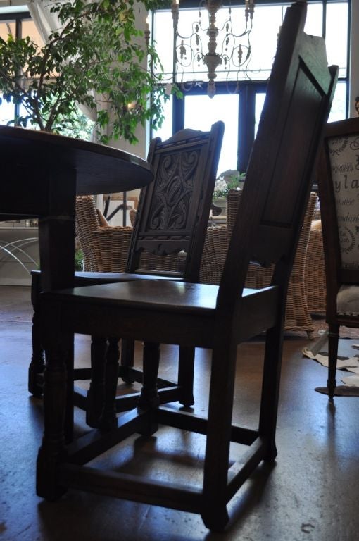 Oak 1890-1910 English set of 8 Carved Chairs including 2 Arm Chairs For Sale