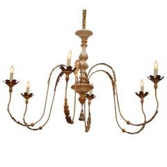 Vintage Italian Gold Wooden Chandelier