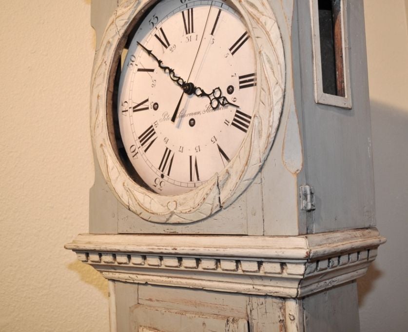 Blue Grey with White Trim Swedish Clock