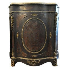 French Black Shabby Chic Boulle Cabinet