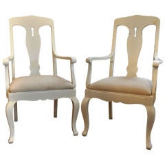 Pair of Swedish Gustavian Arm Chairs with Pierced Back