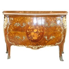 Louis XVI Commode with Marquetry, Gold Leaf & Marble