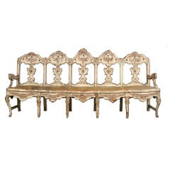 Antique Italian Settee with Silver Gilt & Leather Seats. C. 1820