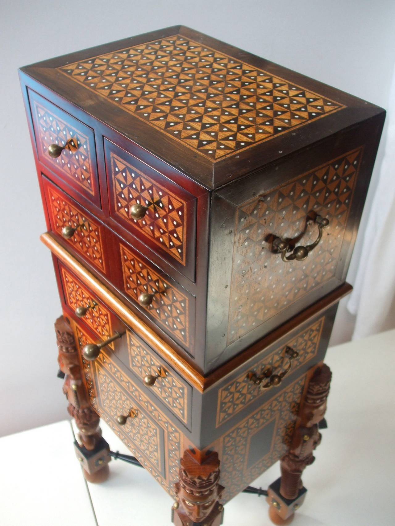 Baroque Indo-Portuguese Curiosity Cabinet Box on Stand For Sale