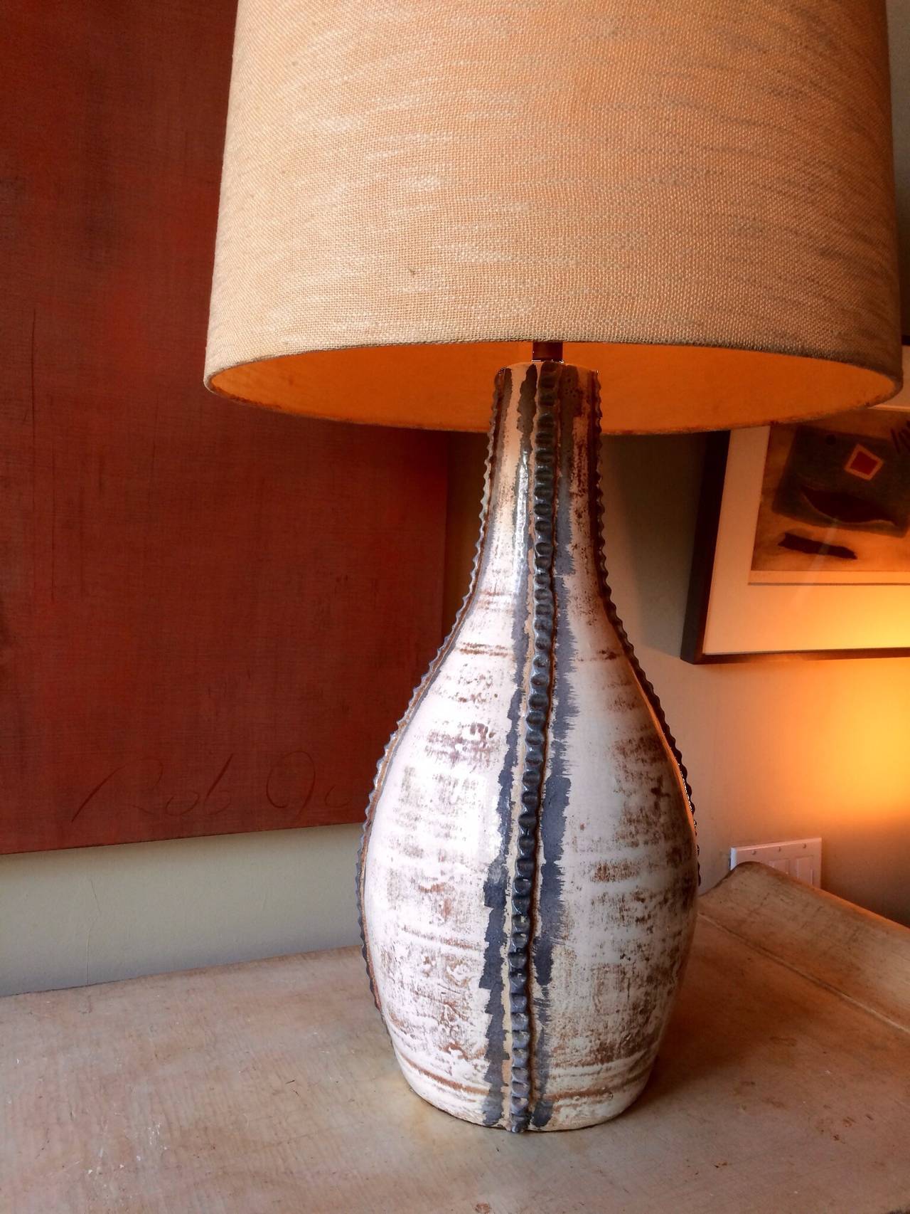 Mid-Century Modern Ceramic Lamp by Tony Hill For Sale