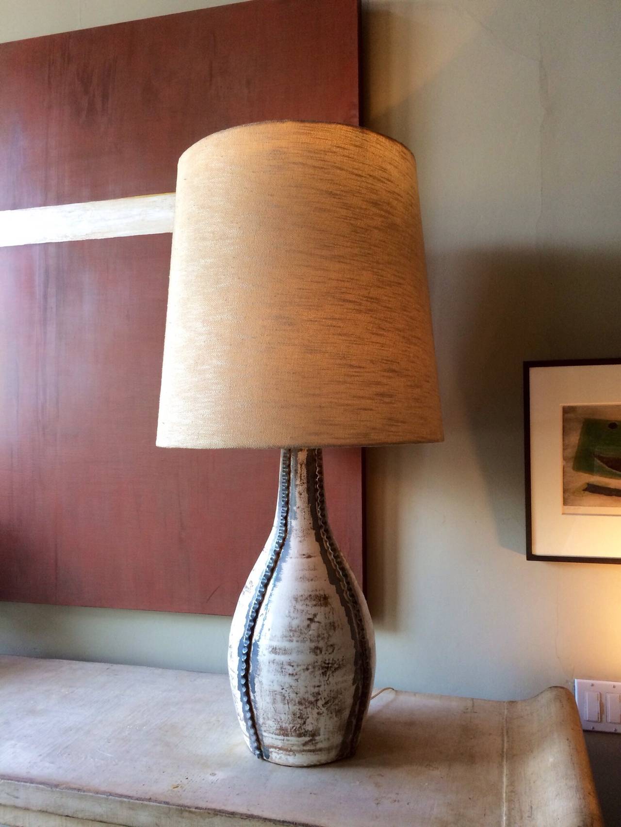 American Ceramic Lamp by Tony Hill For Sale