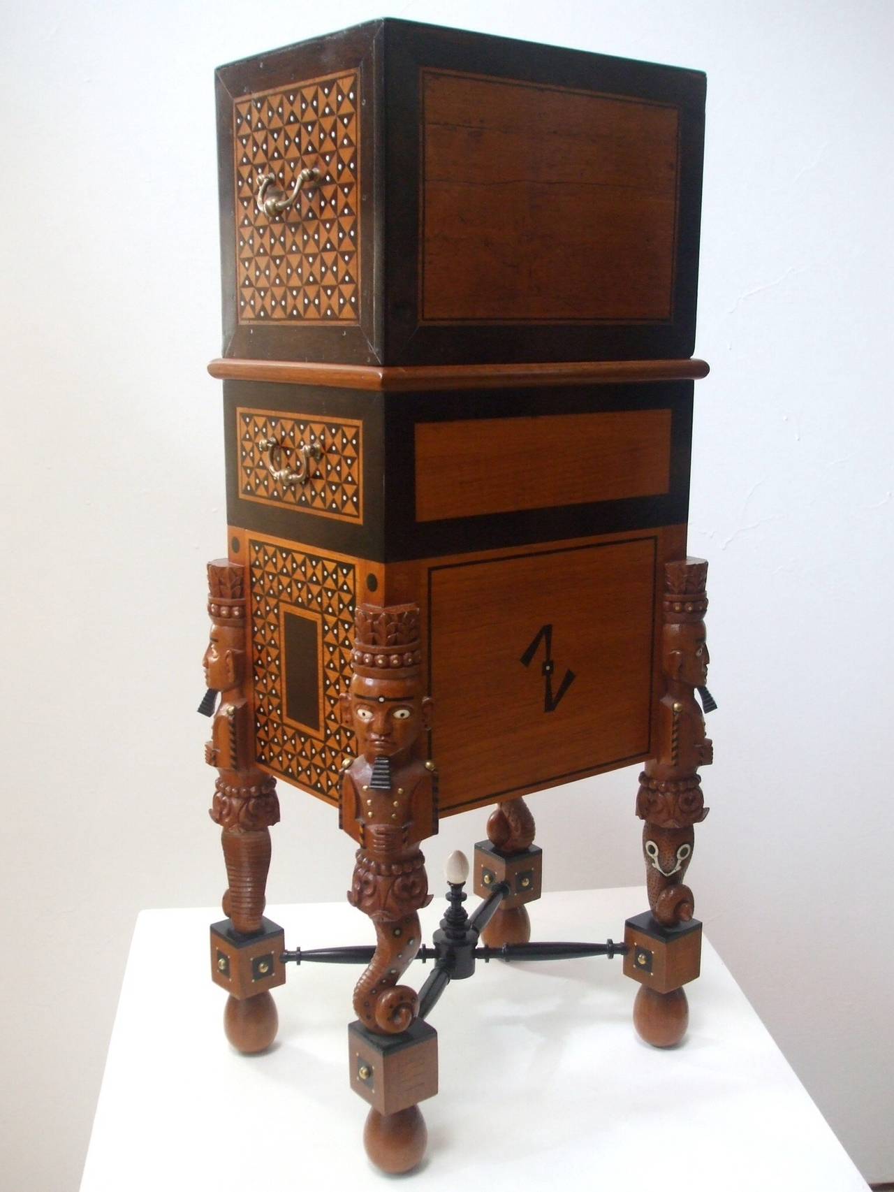 Indo-Portuguese Curiosity Cabinet Box on Stand In Excellent Condition For Sale In San Francisco, CA