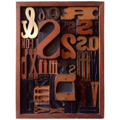 1970's Framed Antique Letterpress Type Assemblage