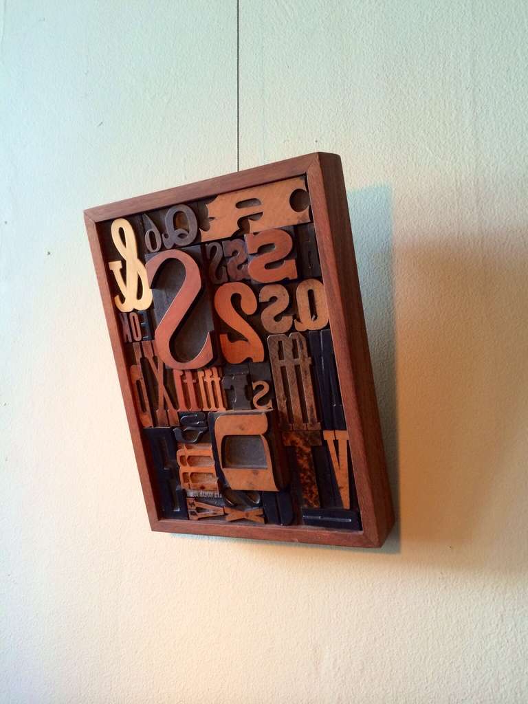 1970's Framed Antique Letterpress Type Assemblage In Excellent Condition For Sale In San Francisco, CA