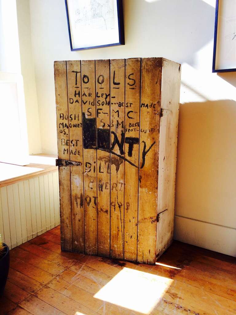 Folk Art Harley Davidson Tools Repurposed Liquor Cabinet