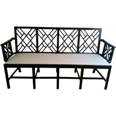 Chinese Chippendale Style Ebony Lacquered Settee