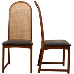 Vintage Pair Milo Baughman Walnut Chairs
