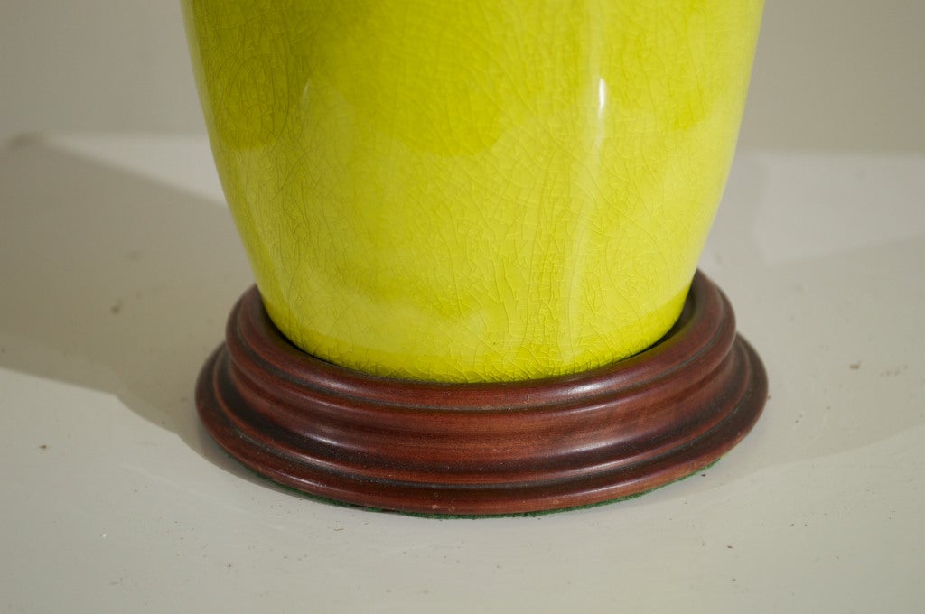 20th Century Chartreuse Crackle Glaze Table Lamp