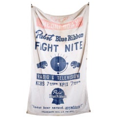 Vintage Pabst Blue Ribbon Beer "FIGHT NITE"  Banner