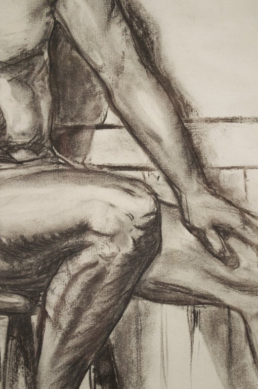 Mid-20th Century Charcoal Academic Study of  Male Nude