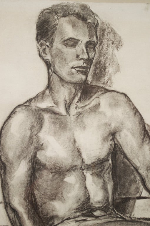 Charcoal Academic Study of  Male Nude In Excellent Condition In San Francisco, CA
