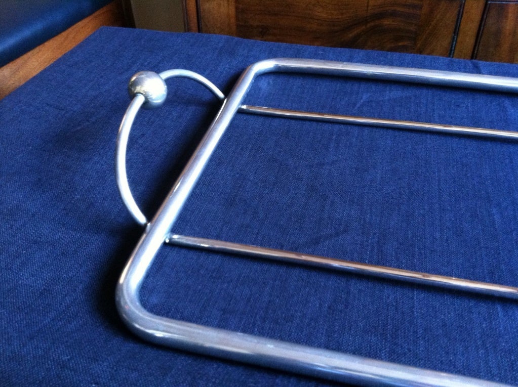 Mid-20th Century Art Deco Jazz Age Nickel and Glass Cocktail Tray