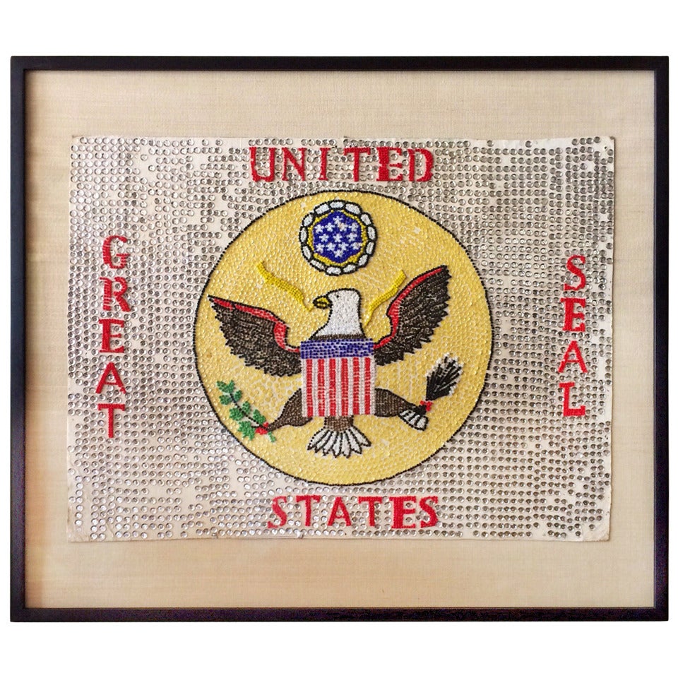 Folk Art Beadwork Sign of the United States "Great Seal" For Sale