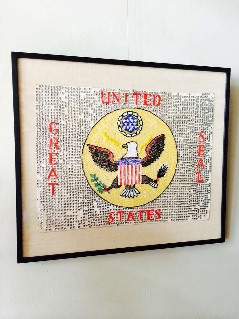 Folk Art Beadwork Sign of the United States 