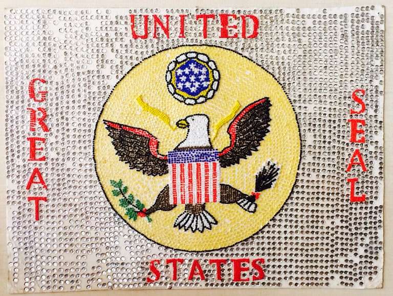 American Folk Art Beadwork Sign of the United States 