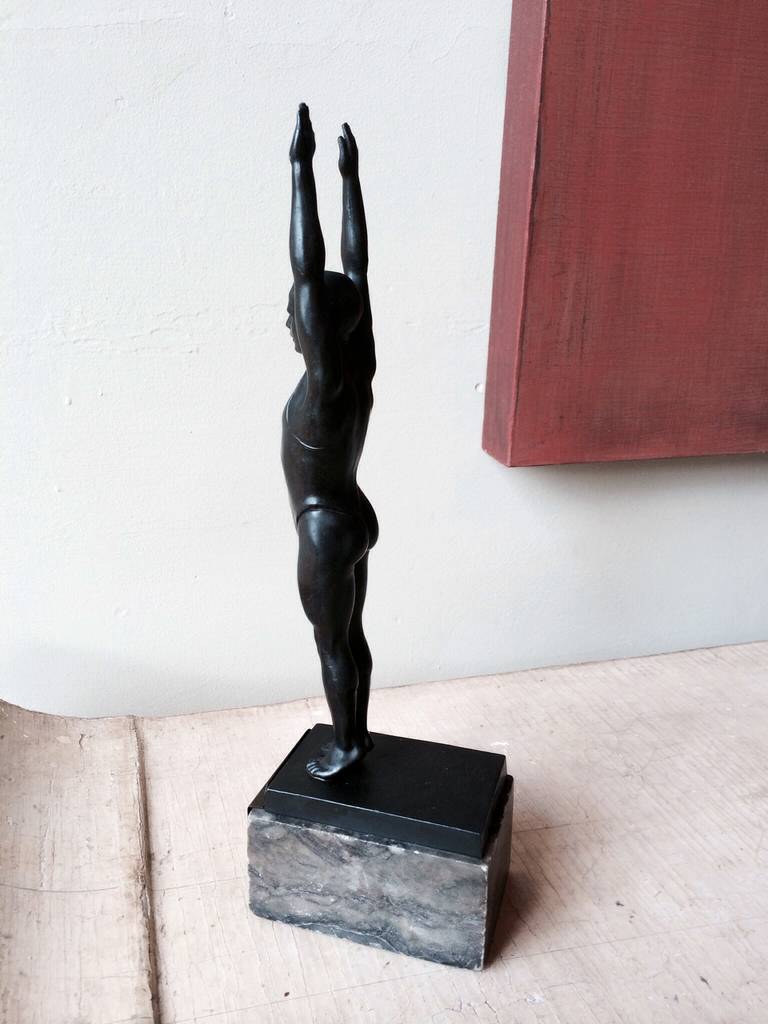 1925 German Male Diver Sculpture Trophy In Excellent Condition In San Francisco, CA