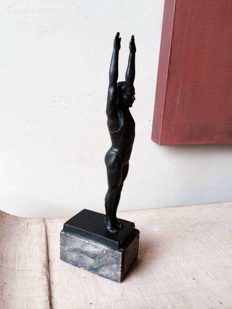 Metal 1925 German Male Diver Sculpture Trophy