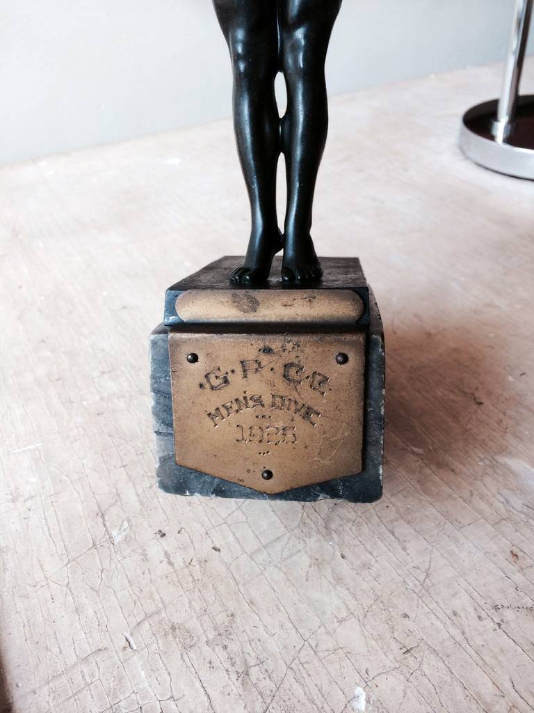 Métal Trophée de sculpture d'homme de plongée allemand de 1925