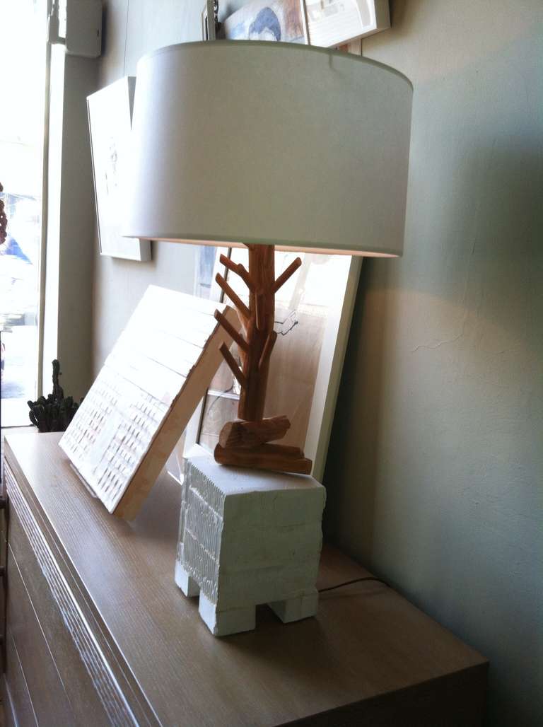 American Quirky Twig and Plaster Table Lamp