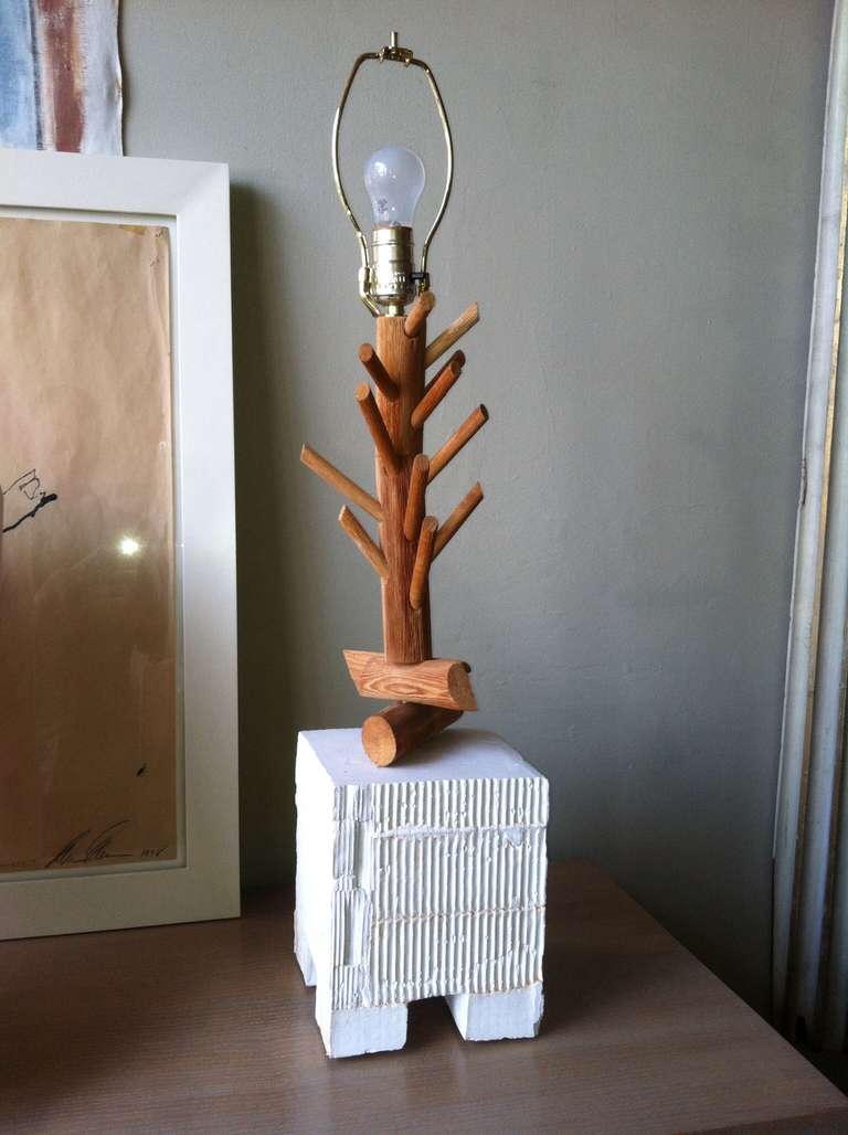 Quirky Twig and Plaster Table Lamp In Excellent Condition In San Francisco, CA